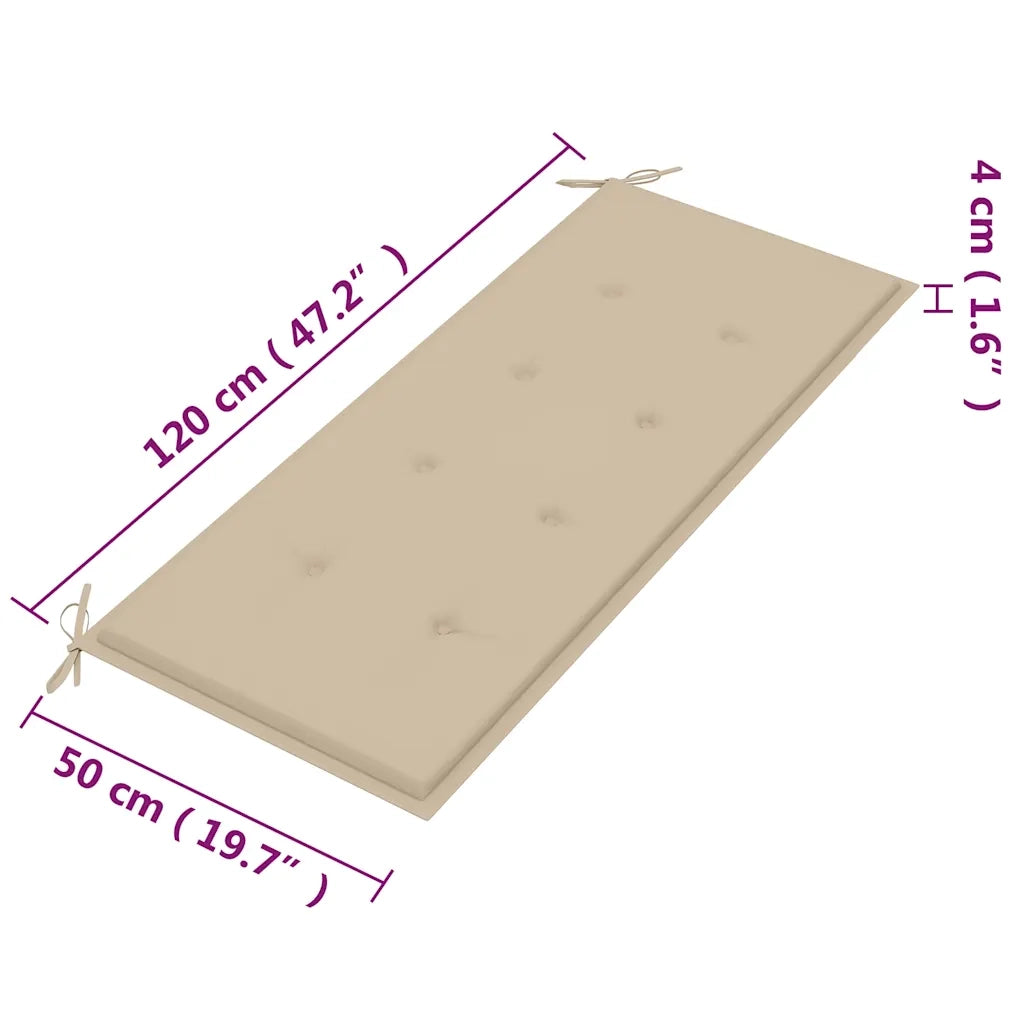 Panchina da Giardino 2 Posti e Cuscino 120cm Massello Eucalipto 3060972