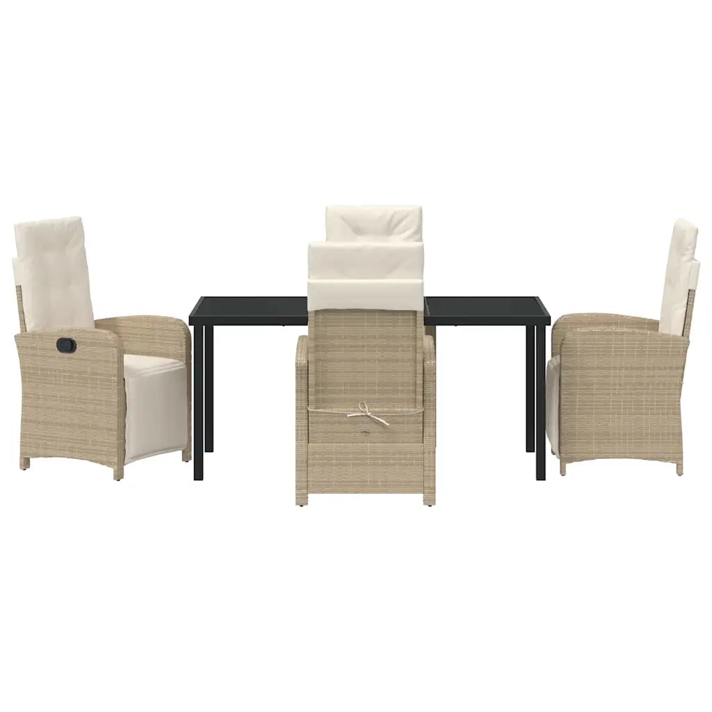 Set da Pranzo per Giardino con cuscino 5 pcs Beige polyrattan