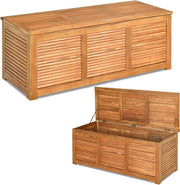 Baule da Giardino, Scatola Portaoggetti da Esterno in Legno con Capacità di Contenimento di 235 Litri, 120,5 x 44,5 x 44,5 cm