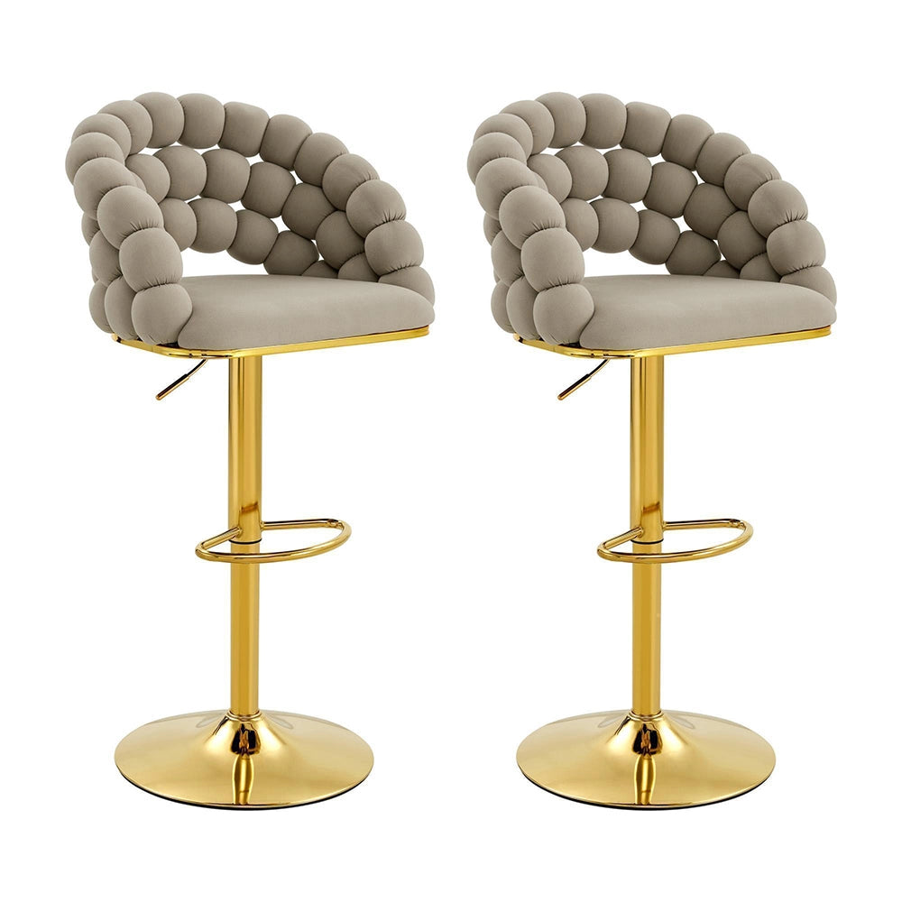 Set 2 sgabelli bar - Xylo - velluto grigio gambe dorate regolabili