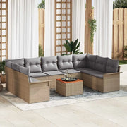 Set Divano da Giardino con cuscino 10 pcs Beige polyrattan