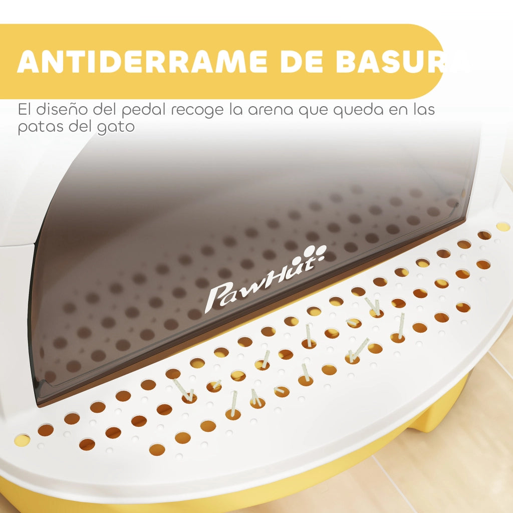 Casetta per Gatti con Bandeja Estraibile e Filtro ¨C zephmum ¨C 40.5x52x39 cm Giallo e Bianco
