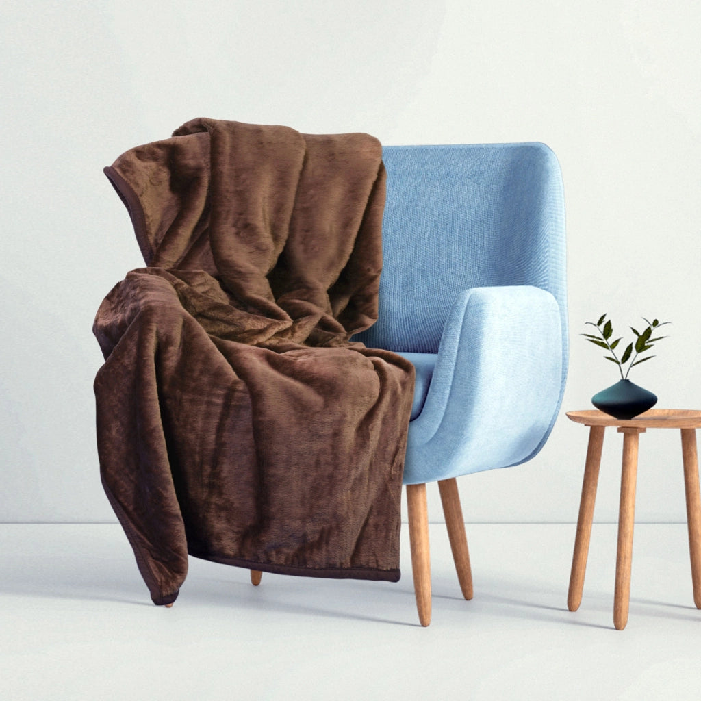 AIO FACTORY Coperta in acrilico marrone 160x200 cm - Copertura morbida, calda e accogliente