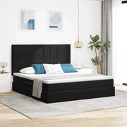 Letto con contenitore e LED con led Nero 180 x 200 cm Velluto