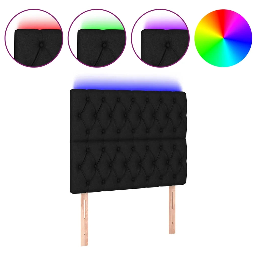 Testiera a LED-Testata con LED nero 90x7x118/128cm in Tessuto