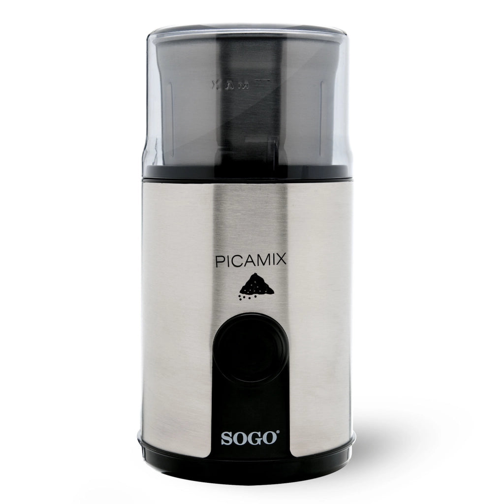 Tritatutto elettrico 2 contenitori, macinacaffè spezie erbe 85g, lame acciaio inox umido secco 160W - SOGO