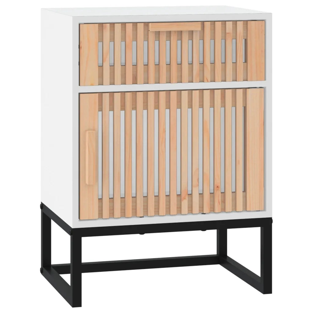 Comodino Bianco 40x30x55,5 cm Legno Multistrato e Ferro 352091