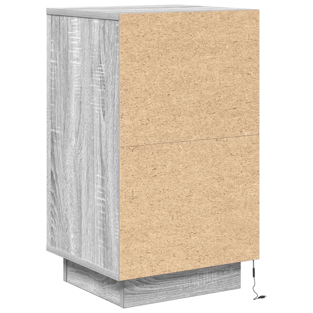 Comodino con Luci LED Grigio Sonoma 38x34x65 cm 861306
