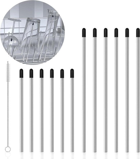 Accessori per lavastoviglie in acciaio inossidabile - 12 pezzi - compatibili con bottiglie SodaStream - supporto lavastoviglie - tappo in silicone - 2 misure