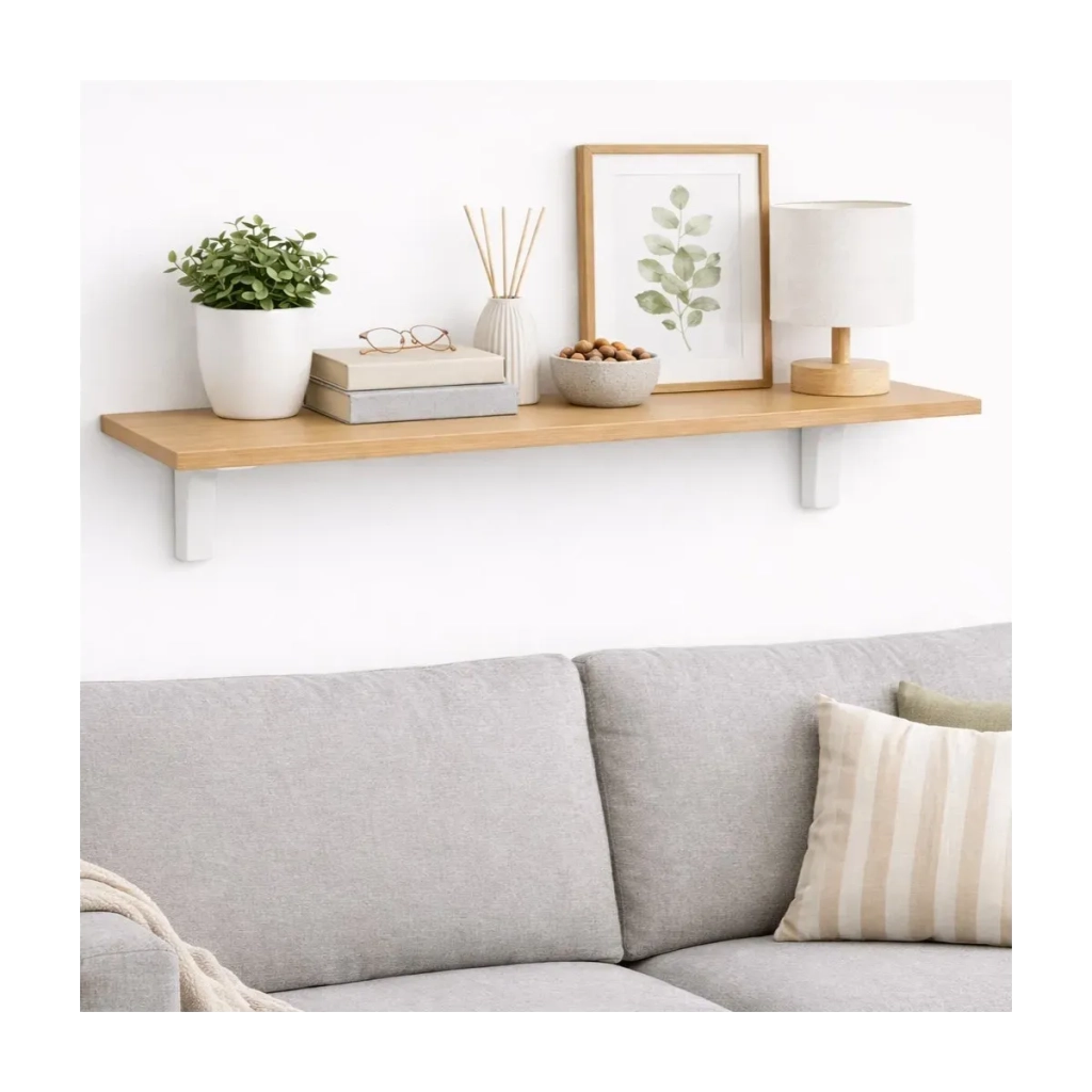 Mensola da Muro da appoggio in Legno nobilitato spessore 1,8 cm in colore Faggio 90x50 cm