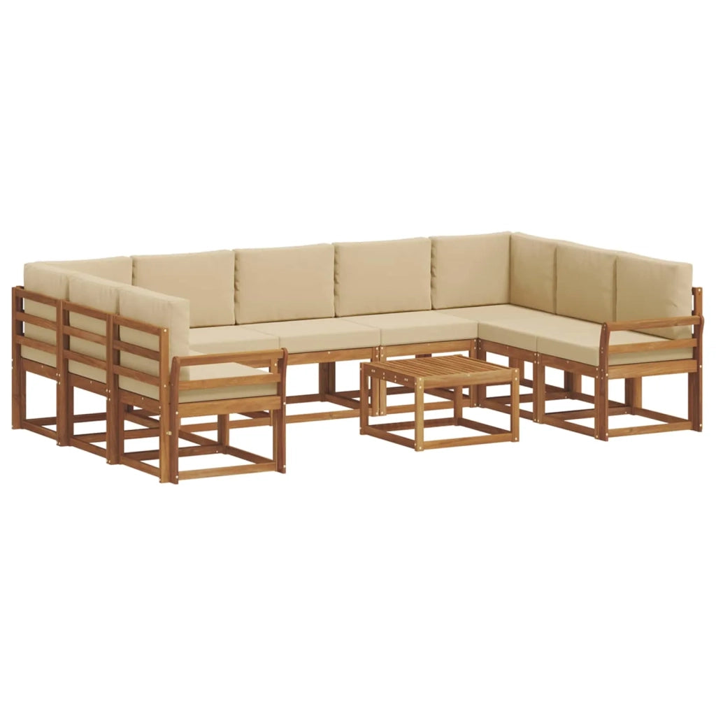 Set di divani da esterno con cuscino 10 pcs Naturale e Beige 3367021