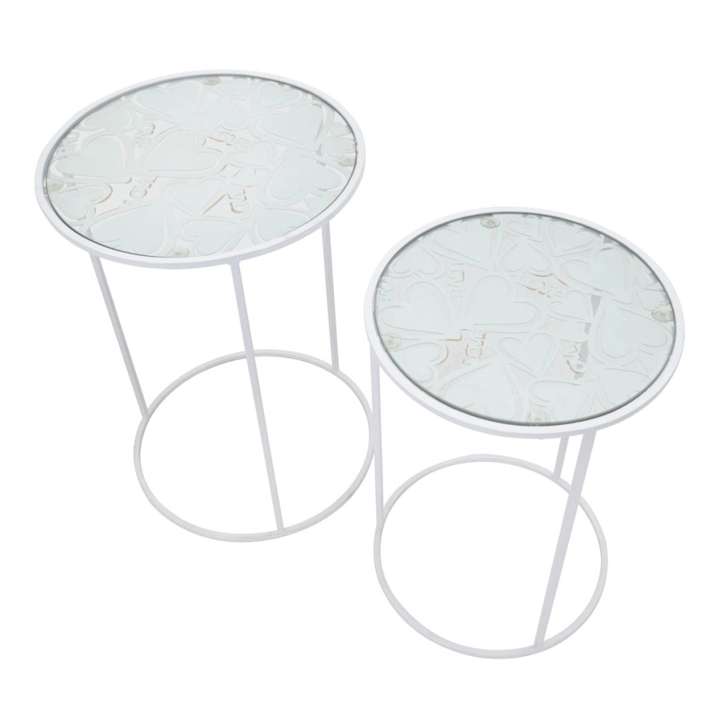 Set di Tavolini VKH556, Bianco, Metallo, 43x43x60 cm