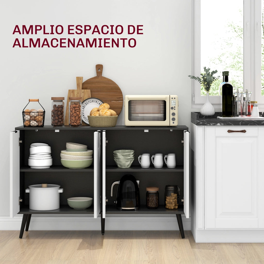 Armadio a 4 ante ¨C Minimal ¨C Bianco e Nero 120x35x77,4 cm