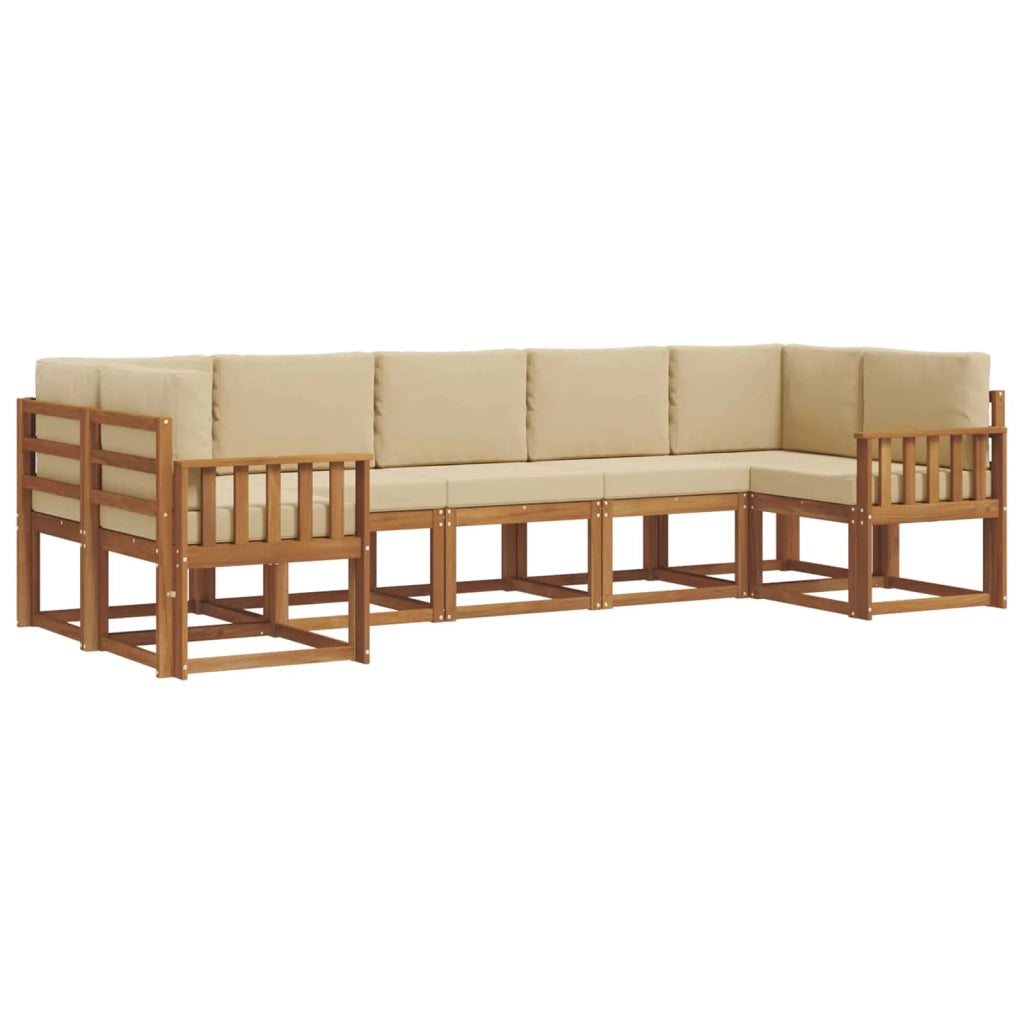 Set di divani da esterno con cuscino 7 pcs Naturale e Beige 3366916