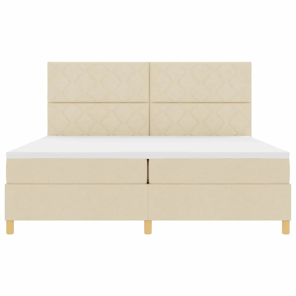 Letto a molle con materasso Crema 200 x 200 cm Tessuto 3339726