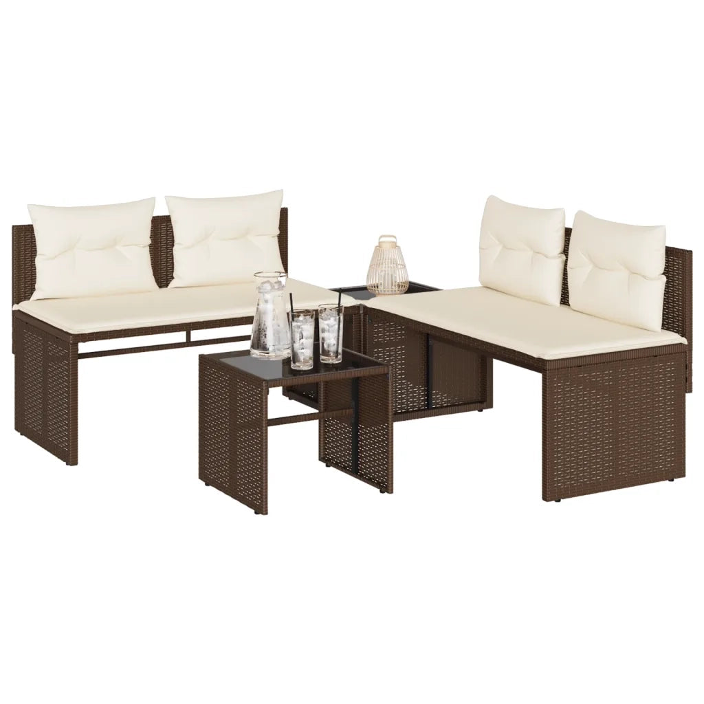 Set Divano da Giardino 4 pz con Cuscini Marrone in Polyrattan 4003879