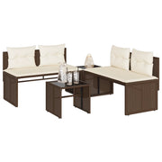 Set Divano da Giardino 4 pz con Cuscini Marrone in Polyrattan 4003879