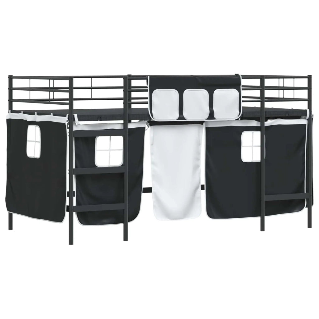 Struttura del Letto Loft per Bambini con Tendine Nero