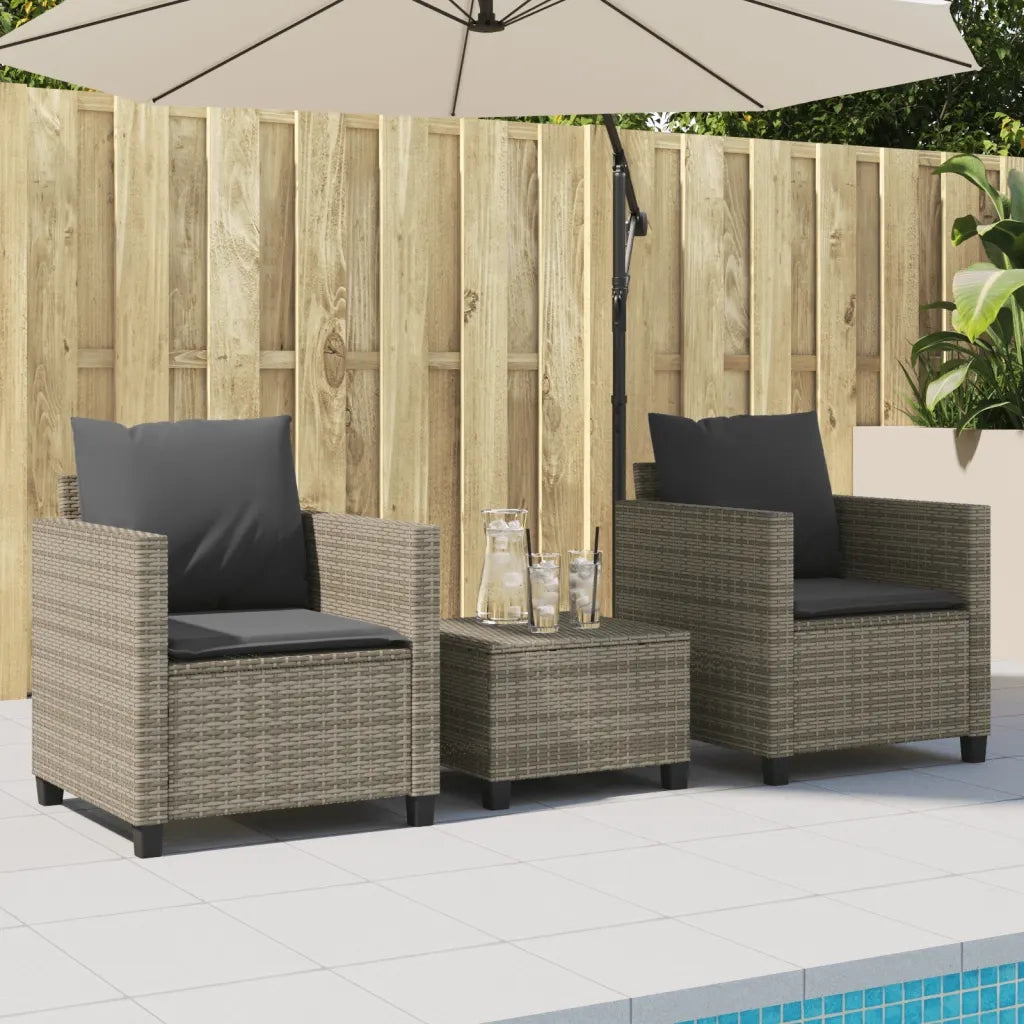 Set da Bistrò 3 pz con Cuscini Grigio in Polyrattan 4003898