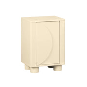 Comodino effetto legno di mango con 1 anta reversibile, beige