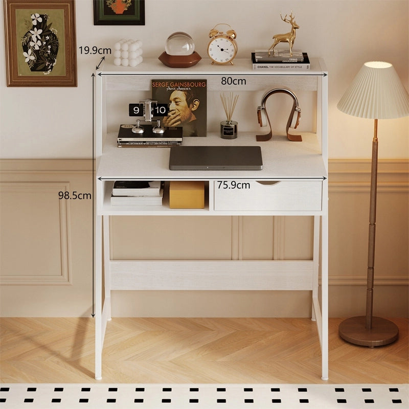 Scrivania bianca per computer, ideale per la scuola, loft, stile industriale e moderno