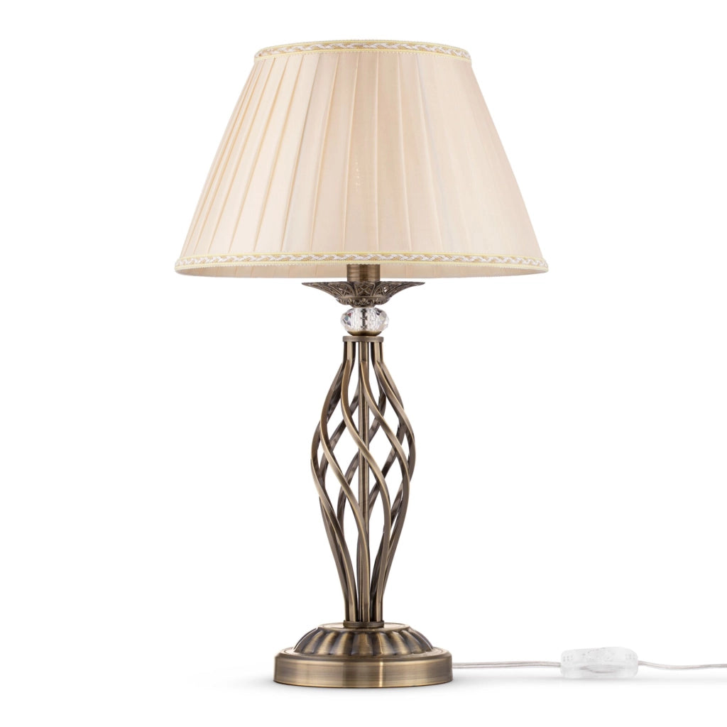 Maytoni Lampada da scrivania shabby chic Grace 1 luce E14 ottone metallo diffusore organza beige