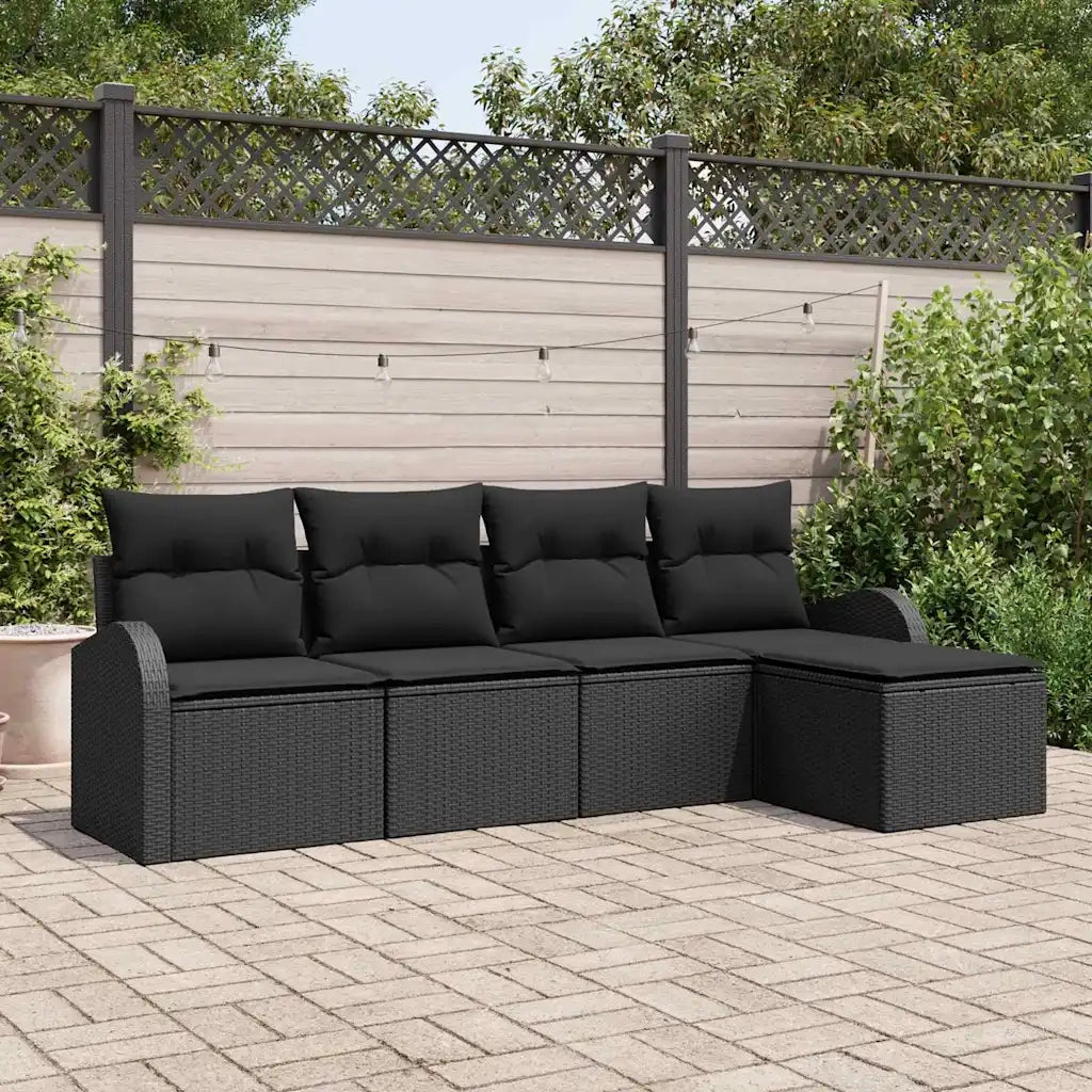 Set Divano da Giardino 5 pcs Nero polyrattan 3346003