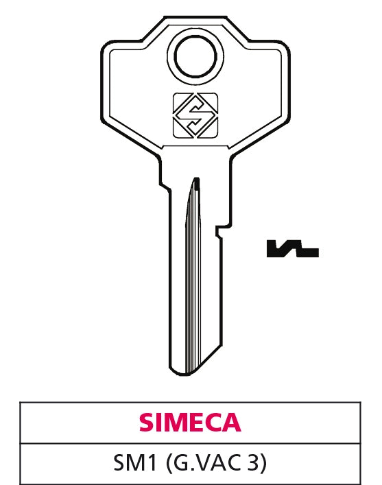 Silca CHIAVE OTTONE SM1 (G. VAC 3) SIMECA 20.00 pz