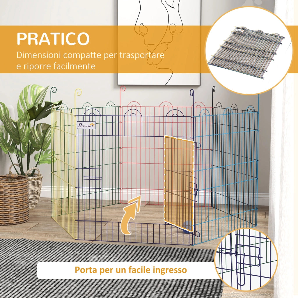 Cancellino per Cani 6 Pannelli ¨C Minimal ¨C Multicolore 120x60 cm