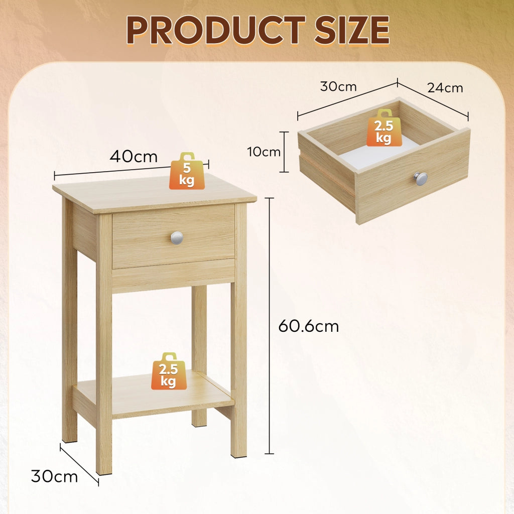 Comodino in Legno con Cassetto e Ripiano ¨C Xylo ¨C 40x40x50 cm