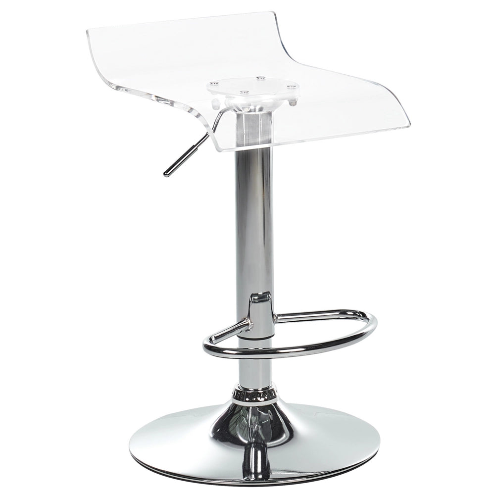 Set di 2 sedie da bar girevoli in acrilico trasparente gambe in metallo argentato regolabile in altezza stile moderno