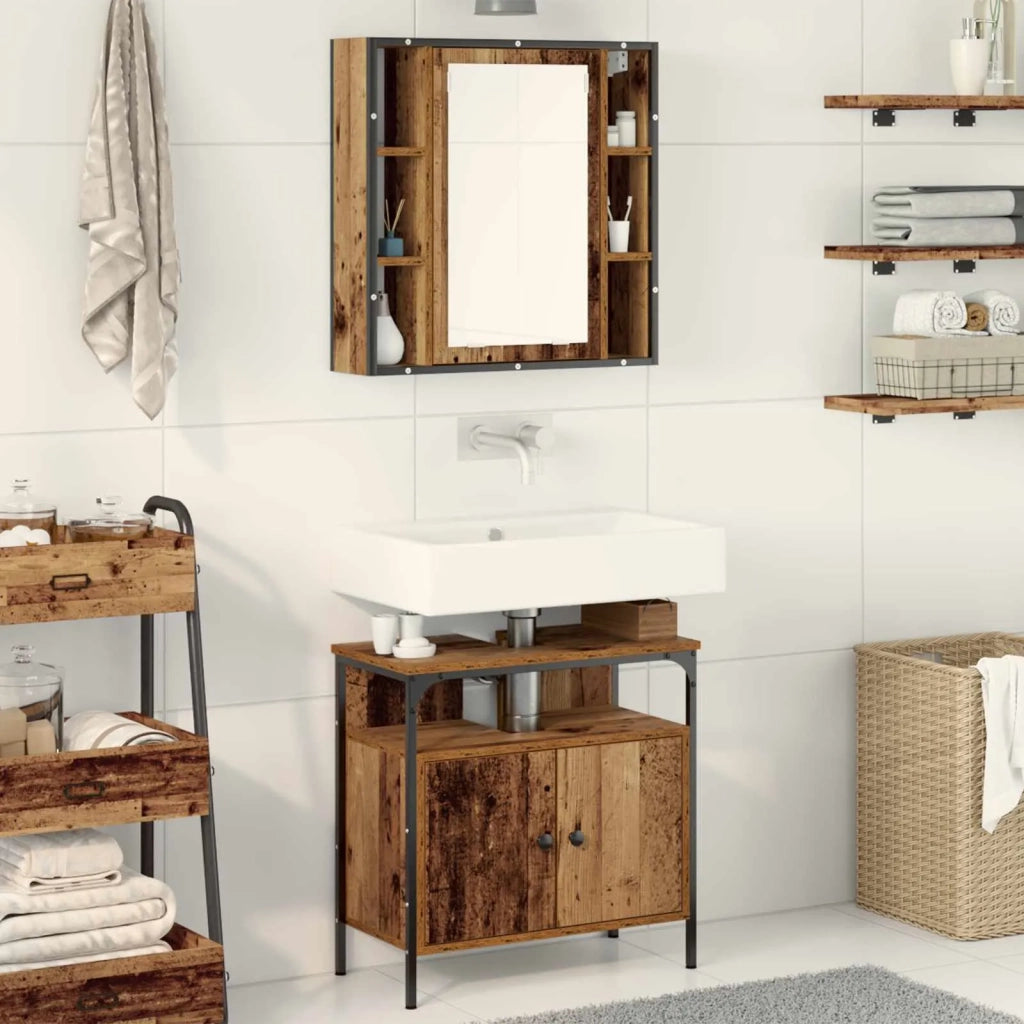 Set di mobili per il bagno 2 pcs Marrone Legno multistrato 3332499