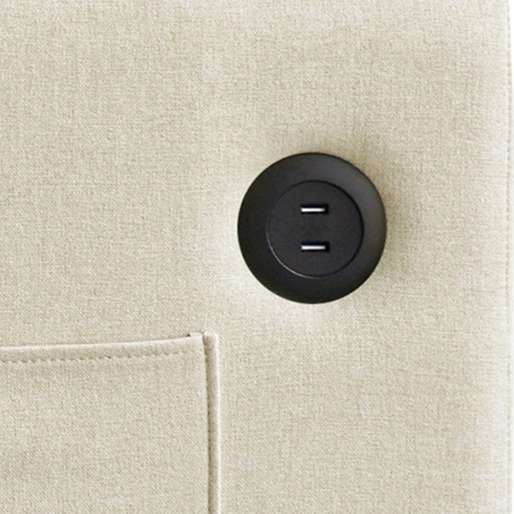 Divano Letto 2 Posti con Schienale Regolabile USB e Tasche Laterali in Cotone Lino Beige