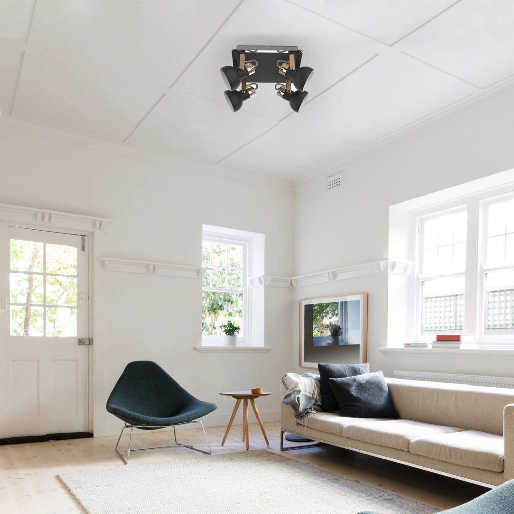 Faretto da soffitto nero opaco GU10 4 luci Rabalux