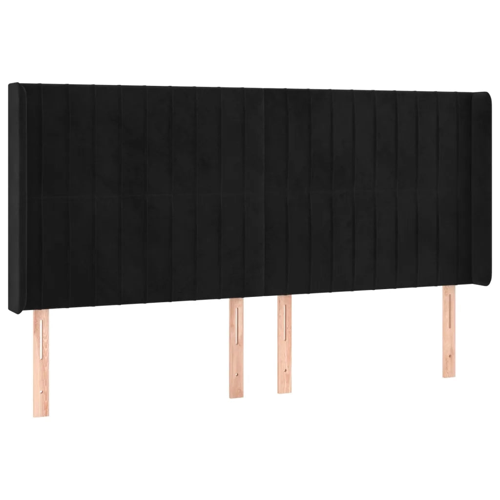 Testiera | Testata ad Orecchio Nera 163x16x118/128 cm in Velluto