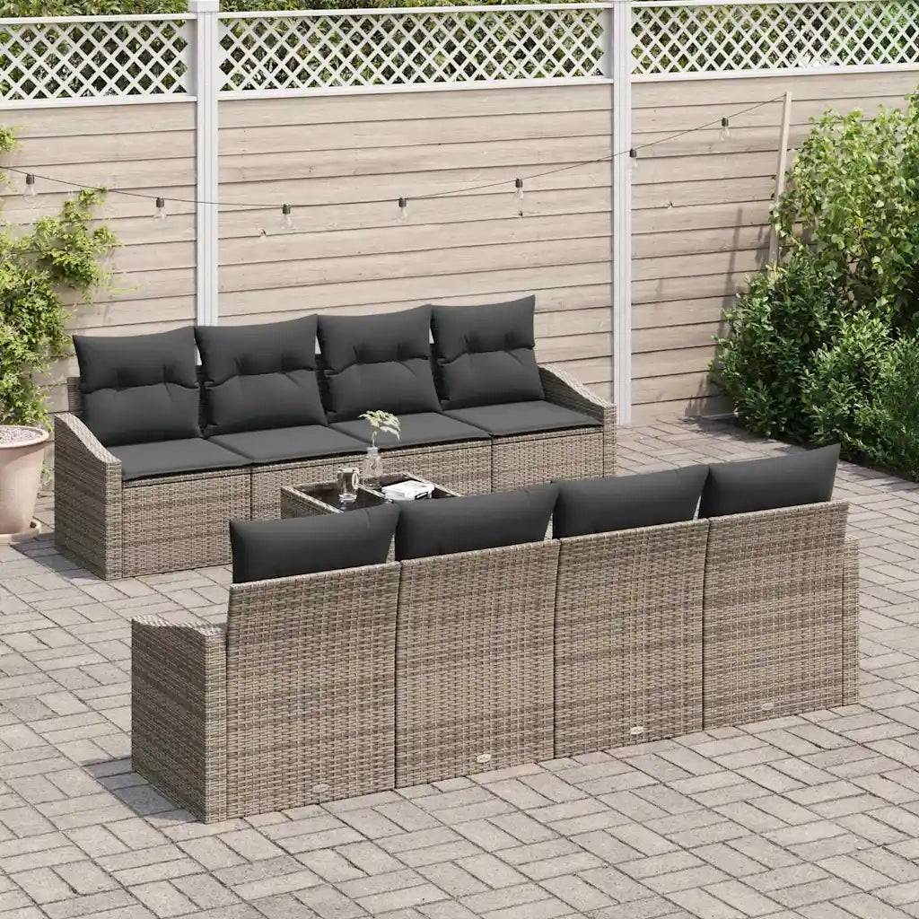 Set di divani con cuscino 7 pcs Grigio polyrattan