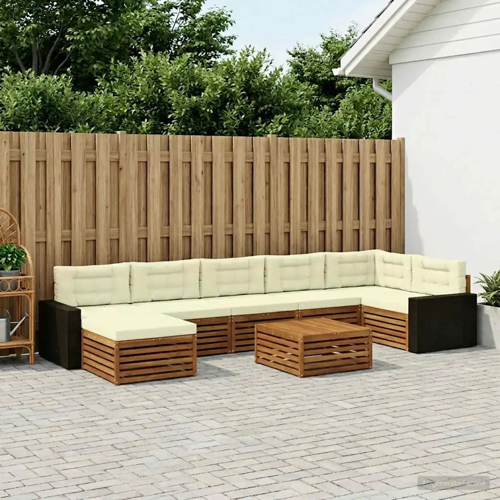Set di divani da esterno con cuscino 8 pcs Naturale e Crema 3383663