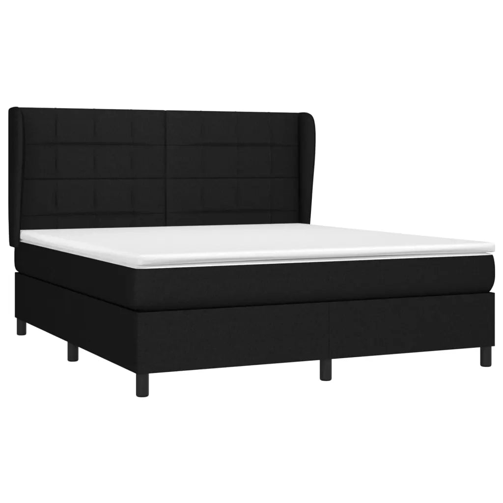 Giroletto a Molle con Materasso Nero 160x200 cm in Tessuto 3127975
