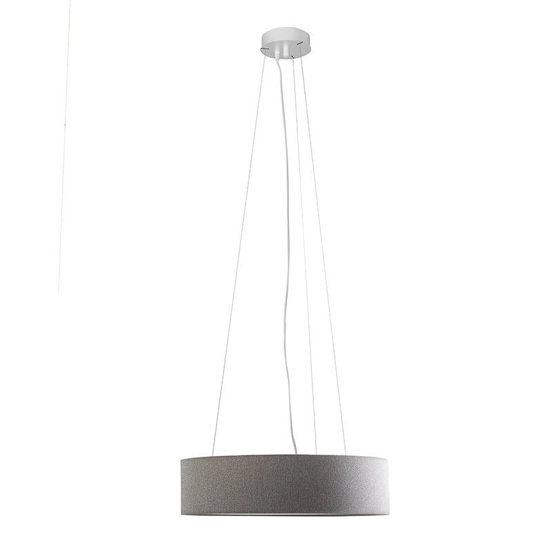 Lampada a Sospensione Bianca, Paralume Cilindrico Grigio, E27, IP20, Ø 58 x 15 x 150 cm - Rossini - Design Minimal ed Elegante