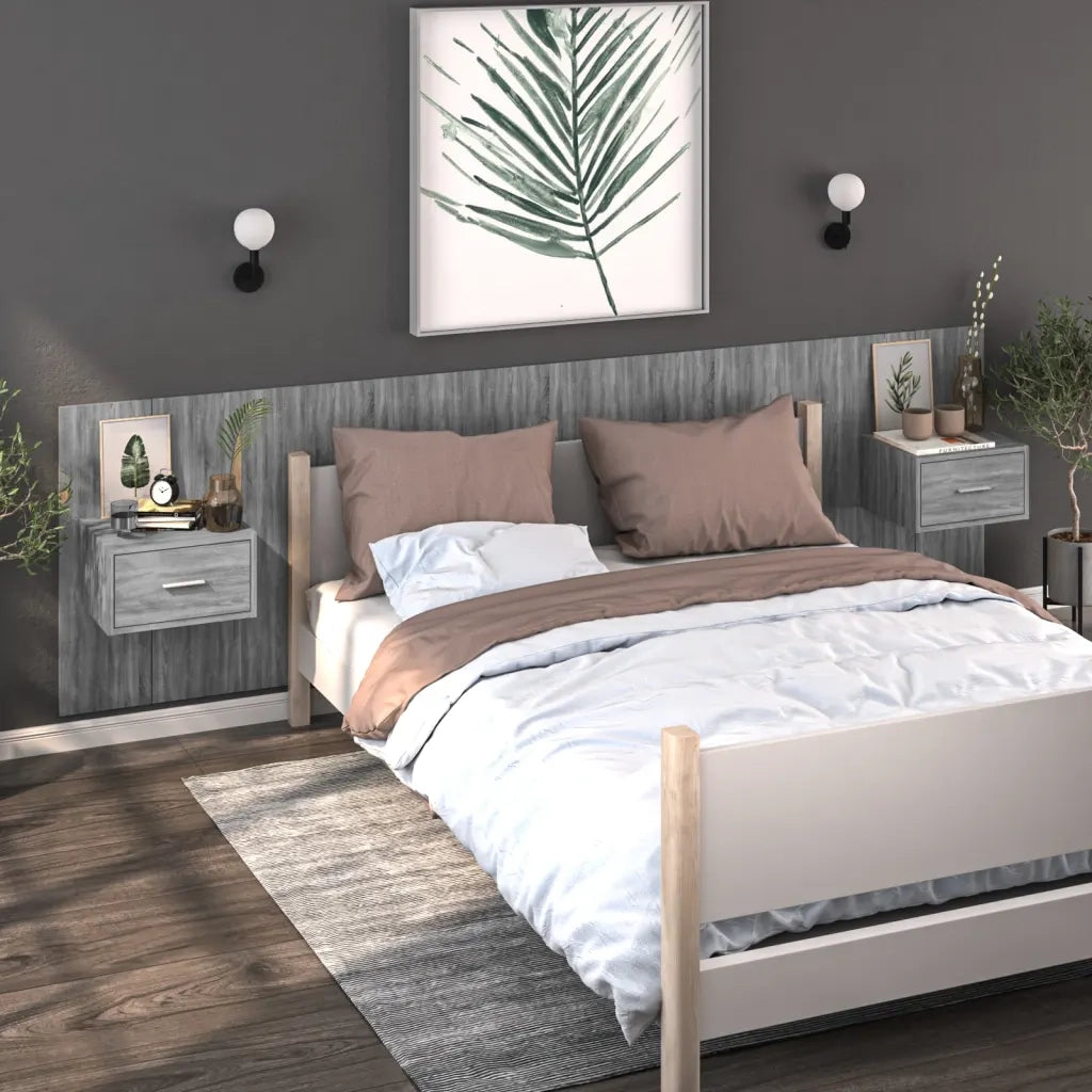 Comodini a Muro 2 pz Grigio Sonoma 816955