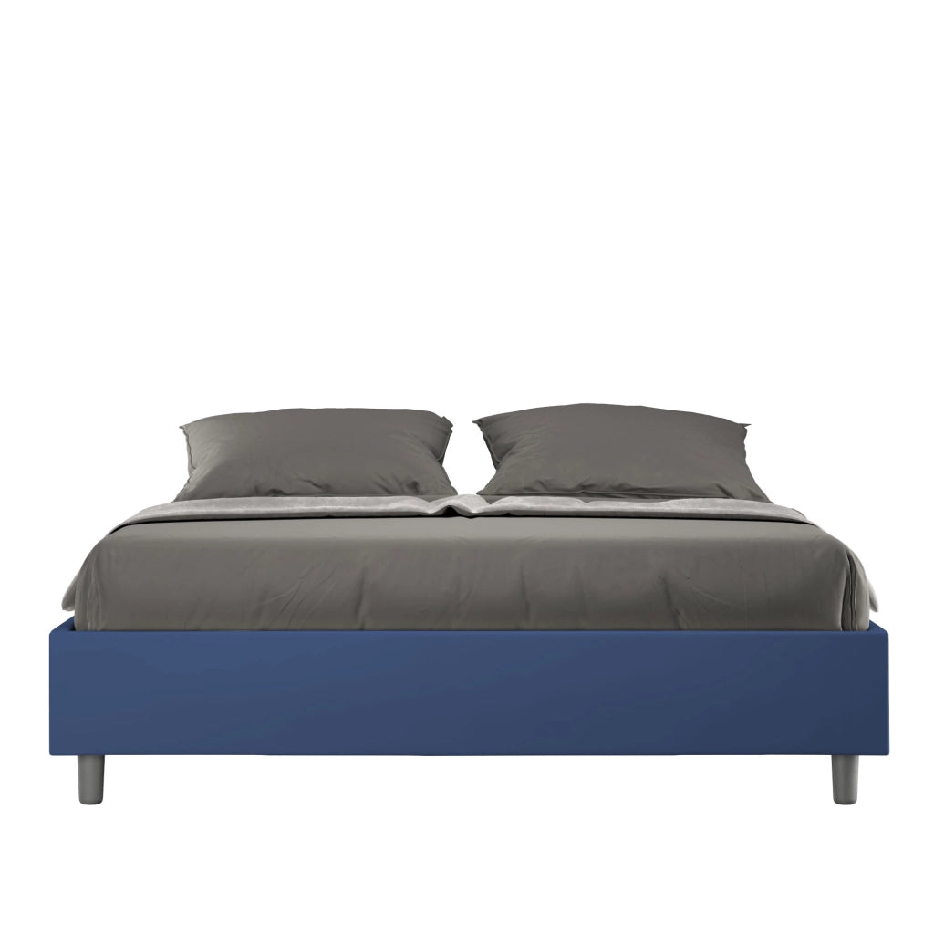 BS COM Letto matrimoniale contenitore apertura comoda imbottito 160x190 similpelle blu
