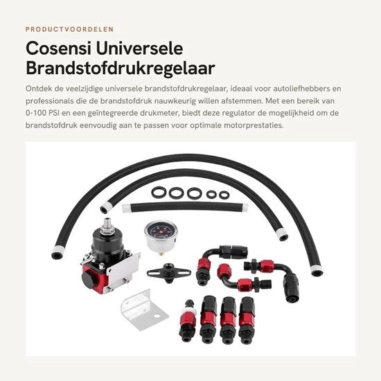Regolatore di Pressione del Carburante 0-100 psi - Regolatore Regolabile - Misuratore di Pressione del Carburante - Alluminio CNC - Leggero - Elevate Prestazioni - Kit di Regolatore di Pressione del Carburante