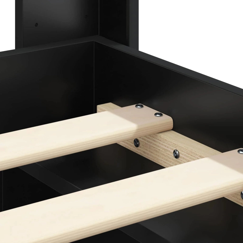 Struttura del letto con stoccaggio e testata Nero 75 x 190 cm 3413910