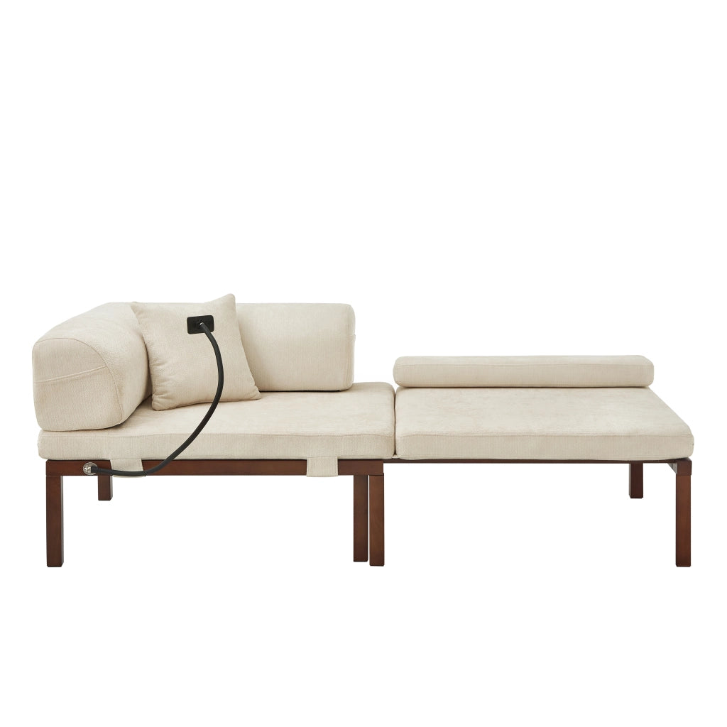 DIVANO LETTO Pieghevole singolo estraibile in velluto beige