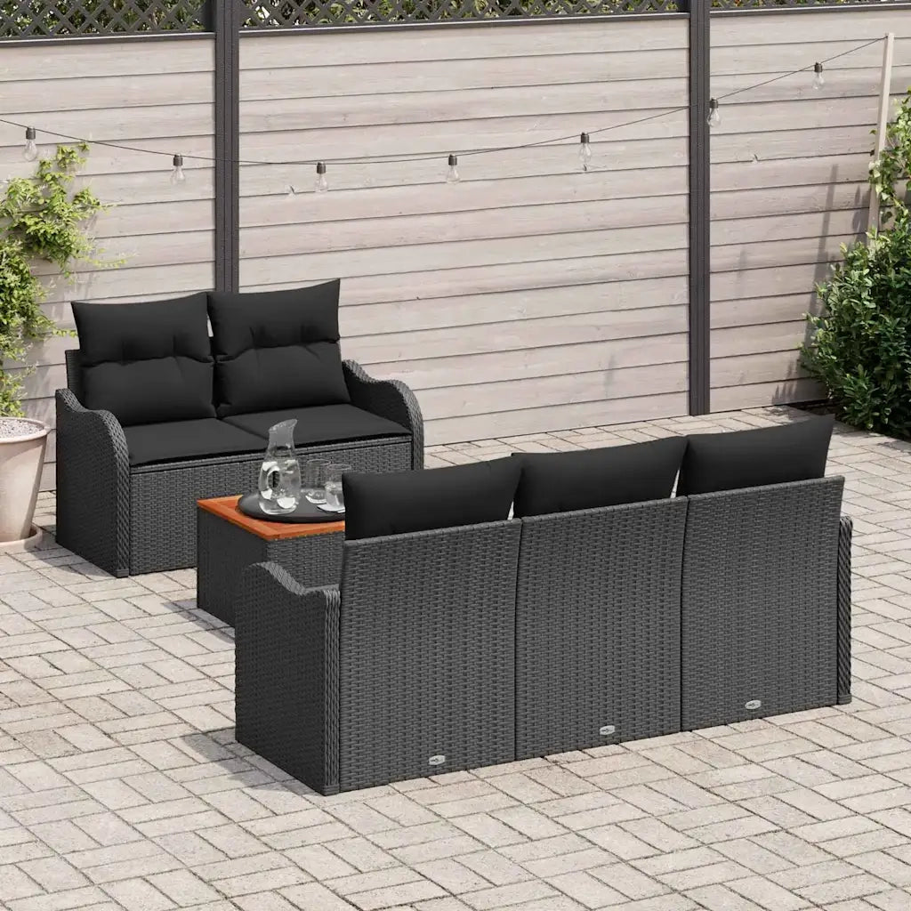 Set Divano da Giardino con archiviazione 6 pcs Nero polyrattan 3356063