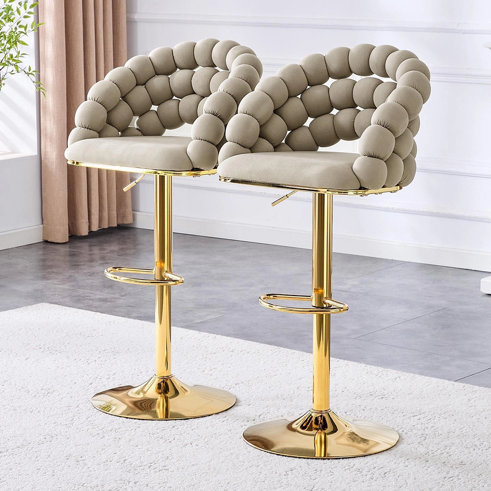 Set 2 sgabelli bar - Xylo - velluto grigio gambe dorate regolabili
