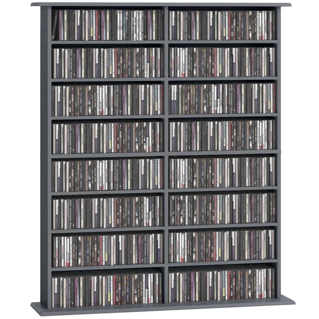 Libreria per CD e DVD con 16 scomparti e 12 ripiani regolabili ¨C Minimal ¨C Grigio