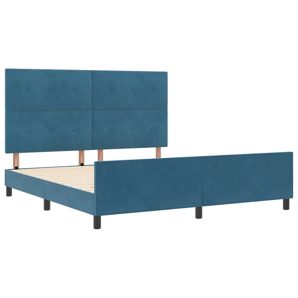 Letto a molle con testiera Blu Scuro 180 x 200 cm Velluto