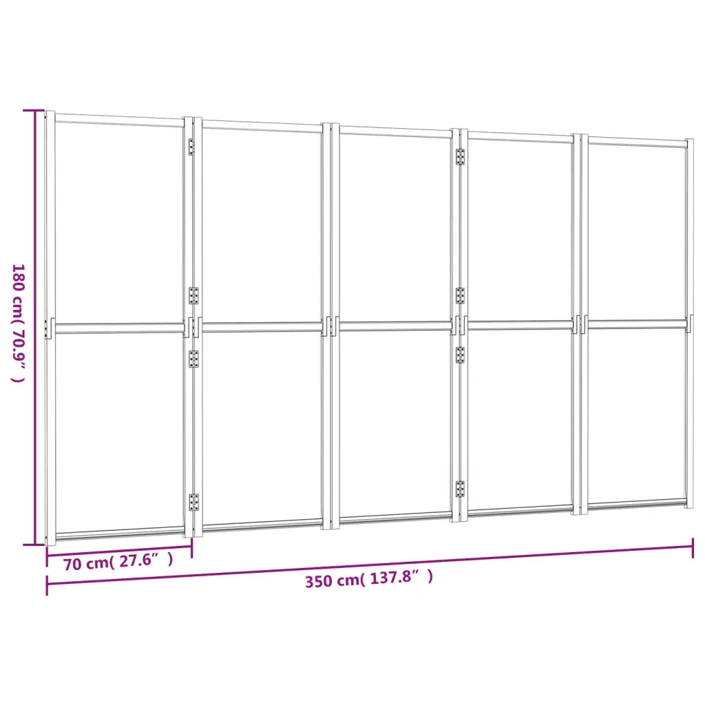 Divisorio Ambienti | Divider per stanze | Paravento a 5 Pannelli Nero 350x180 cm
