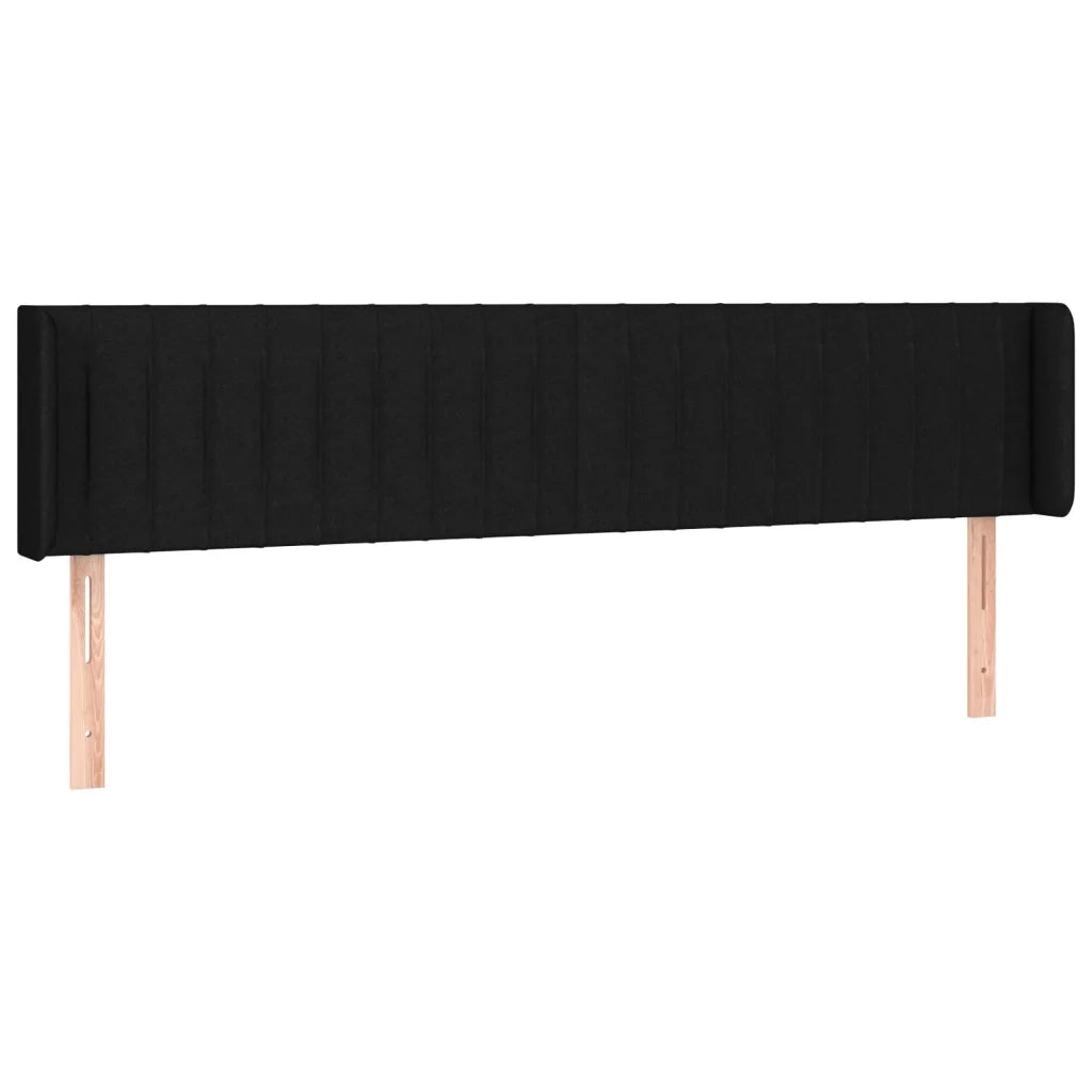 Testiera | Testata ad Orecchio Nera 203x16x78/88 cm in Tessuto